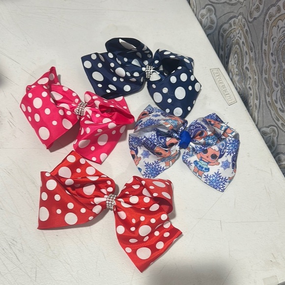 Polka Dot and Patterned Hair Bows Set new - Picture 3 of 3